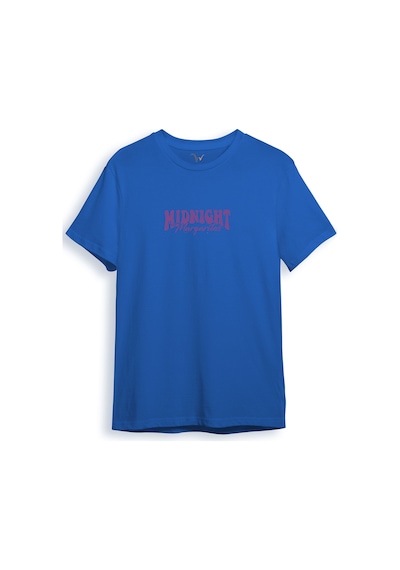 Midnight Margaritas Ön Ve Arka Baskılı %100 Pamuk Unisex Regular Fit T-shirt Mavi