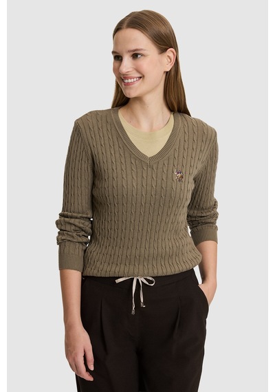 U.S. Polo Assn. Kadın Haki Basic Kazak 50327575-vr027