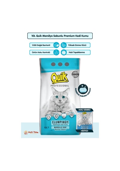 10lt Marsilya Sabunlu Bentonit Topaklaşan Kokusuz Kedi Kumu 10 Lt - Koku Giderici Hediyeli