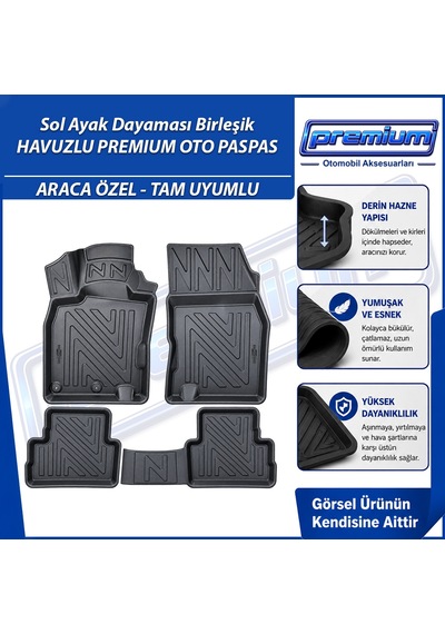 Renault Kadjar Paspas Araca Özel 2015 2023 Arası Derin Havuzlu Premium Oto Paspas