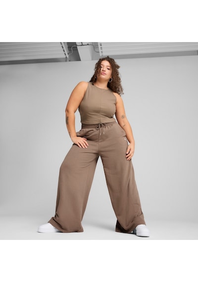 Puma Wardrobe Ess Kadın Nervürlü Crop Üst 629765 93 Kahverengi