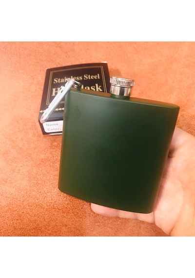 Yeşil Anahtarlıklı Metal Içki Matarası 6Oz Kutusunda Yeşil