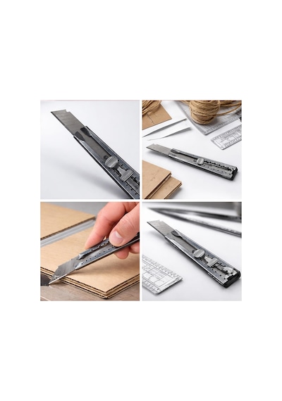 Metal 18 Mm Uçlu 15 Cm Falçata, Maket Bıçağı, Gümüş