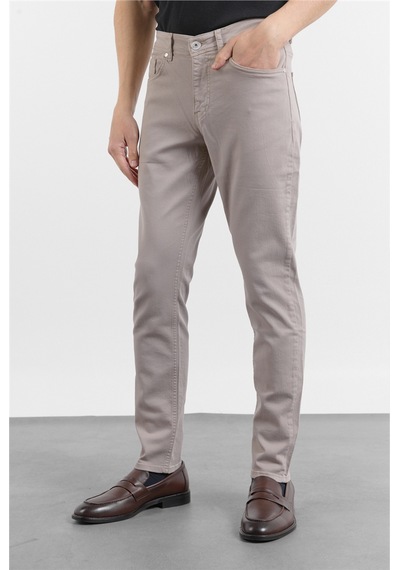 İmza Açık Bej 5 Cep Düz Paça Gabardin Slim Fit Pamuklu Pantolon 1003260318