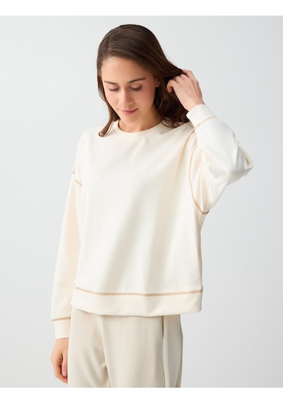 Jimmy Key Ekru Bisiklet Yaka Uzun Kollu Modal Sweatshirt 5ww235288114