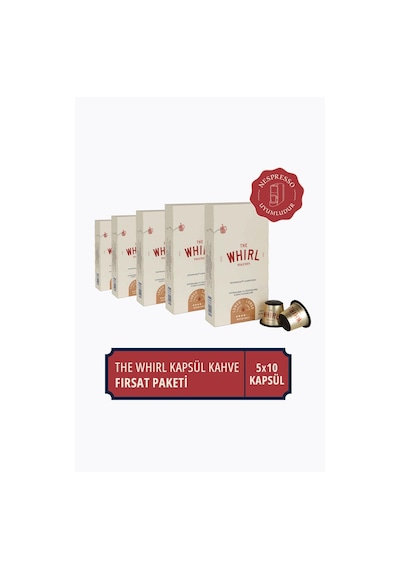 The Whirl Lungo Medium Kapsül Kahve 5'li Fırsat Paketi 50 Kapsül