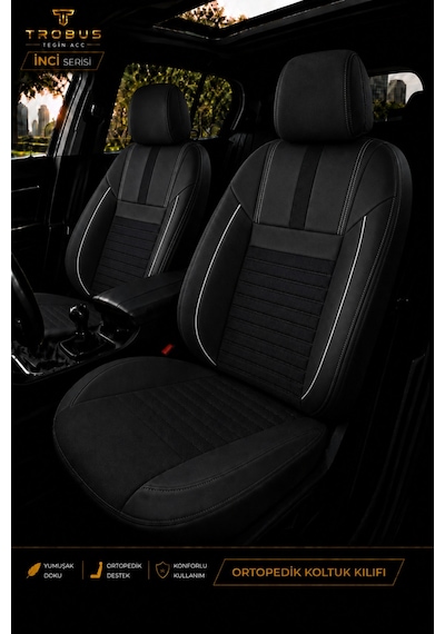 Vw Jetta 2010+ Uyumlu İnci Serisi Siyah Beyaz Oto Koltuk Kılıfı