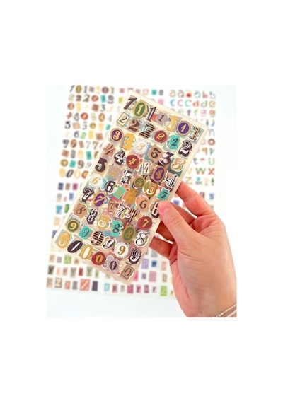 Vintage Harfler Rakamlar Ve Semboller Temalı 6 Yaprak 289 Adet Sticker Set/etiket/çıkartma Genel