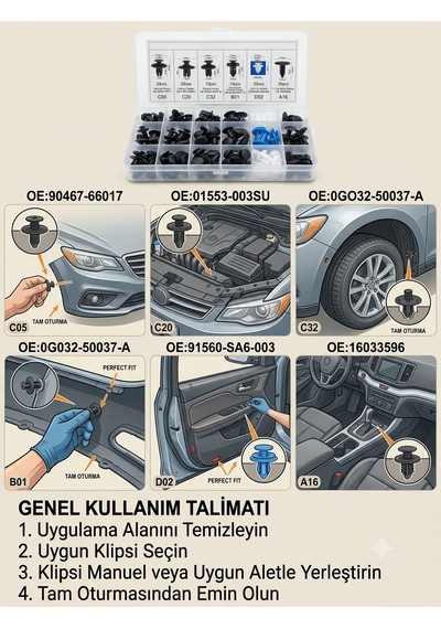 100 Parça Evrensel Oto Tampon Ve Döşeme Klips Seti He26 Plastik Perçin & Sabitleme Pim Kutusu