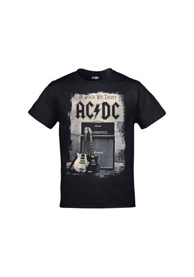 Kalic Studio Unisex Siyah Ac Dc In Rock We Trust Baskılı Siyahorj17
