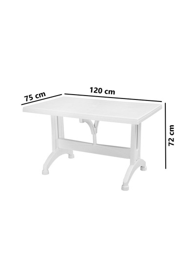 Omnipazar Mt-gf212 Prima Ancora Plastik Dikdörtgen Bahçe Balkon Masa 75x120 Cm Beyaz