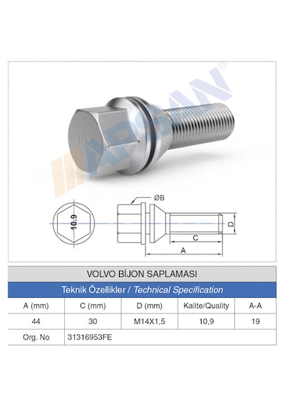 20 Adet Volvo Bijon Saplaması