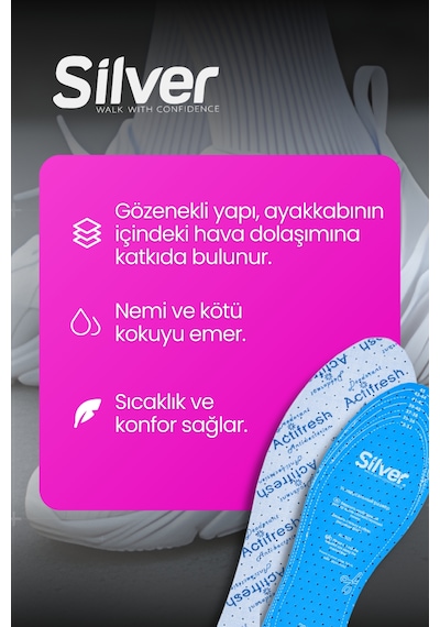 Silver Ter Ve Koku Önleyici Aktif Ferahlık Ayakkabı Tabanlığı 35-45