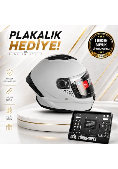 Mt Helmets Stinger 2 Solid Güneş Vizörlü Full Face Kapalı Kask + Plakalık Gri