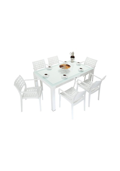 Mandella Wood 90x150 Cafe Koltuk Camlı Masa Takımı Beyaz Diğer