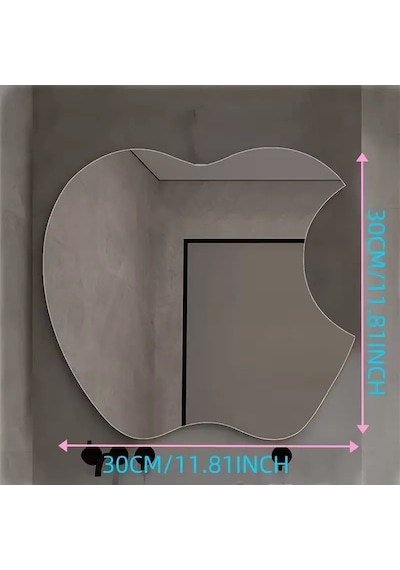 Apple Tasarım Kırılmayan Pleksi Duvar Aynası - 30x30 Cm Modern Dekoratif Ayna Belirtilmemiş