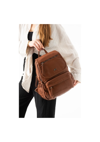 571 Collections Yıkanmış Deri Sırt Çantası Taba Model: 571-14-11m