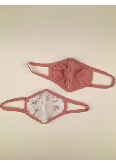 Bibaby Organik Maske 2'li Sincaplı  Beyaz - Pembe-3323