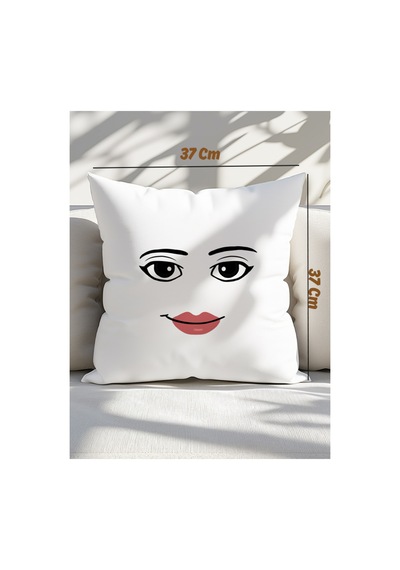 Roblox Woman Face Yastık Bej