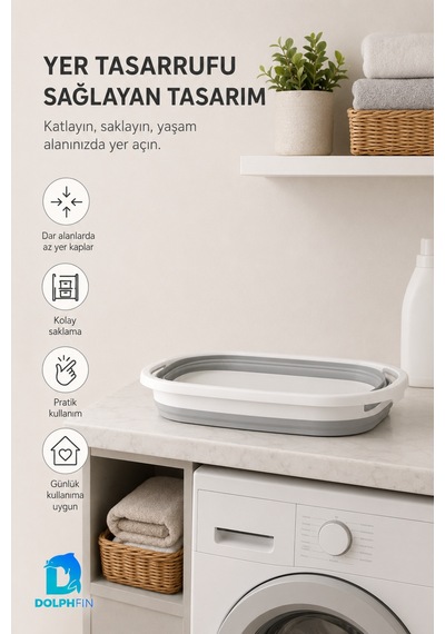 Katlanır Sele 35 Lt Ev Dolap Banyo Düzenleyici Organizer Beyaz-gri