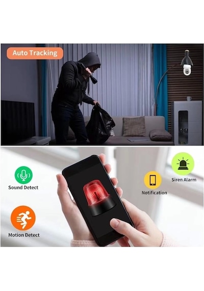 3 Lü Kamera Seti Wifi 360 Derece Panoramik Ampul Kamera Güvenlik Kamerası Gece Görüşlü Sesli