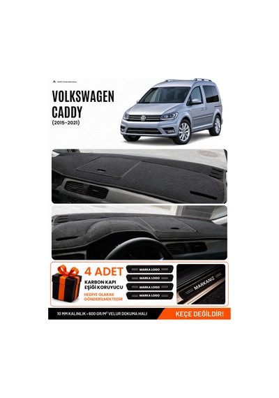 Volkswagen Caddy 2015-2021 Uyumlu Torpido Koruma, Torpido Örtüsü, Torpido Kılıfı - Siyah