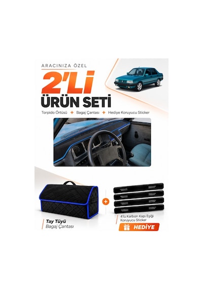 E-biz Tofaş Şahin Doğan Kartal Kapaklı 1981-2002 Torpido + Tay Tüyü Çanta - Siyah-mavi - Tf003