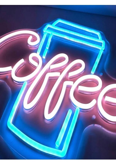 Coffee Bardak Neon Tabela Renkli