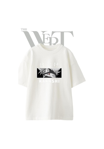 Thewert Kakashi Hatake 1 Tasarım Baskılı Ünisex Beyaz Oversize T-shirt