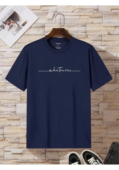 Flood Of Style Erkek Lacivert Whatever Baskılı Oversize