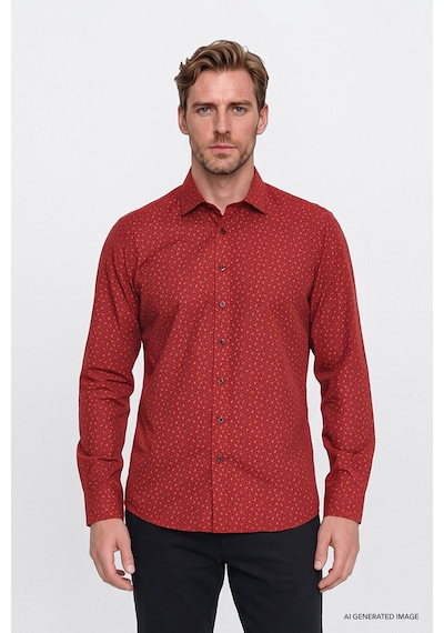 Ac&Co / Altınyıldız Classics Erkek Kırmızı Sıyah Pamuklu Slim Fit Dar Kesim Klasik Yaka Baskılı Gömlek Ac&Co / Altınyıldız Classics Erkek Kırmızı Sıyah Pamuklu Slim Fit Dar Kesim Klasik Yaka Baskılı Gömlek