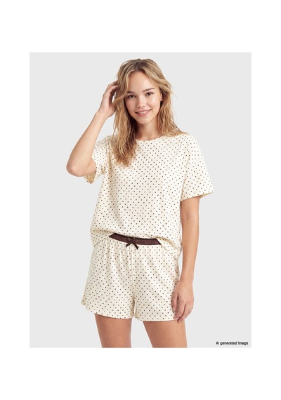 LC Waikiki Alıta Cıty Farkıyla Lcw Dream Ekru Penye Puantiye Kısa Kollu Kadın Şortlu Pijama Takımı Ekru - 929695187 Ekru LC Waikiki Alıta Cıty Farkıyla Lcw Dream Ekru Penye Puantiye Kısa Kollu Kadın Şortlu Pijama Takımı Ekru - 929695187 Ekru