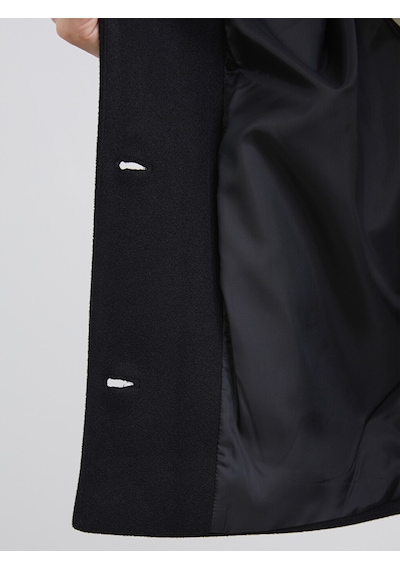 Lcw Modest Siyah Gömlek Yaka Oversize Kadın Kaşe Kaban