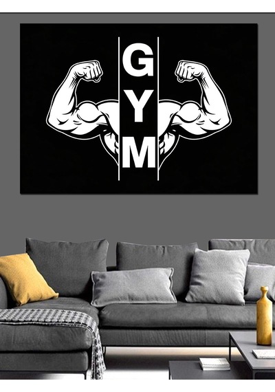 Ahşap Tablo Kaslı Kollar Ve Gym Yazısı İnsan Figürlü Tablolar