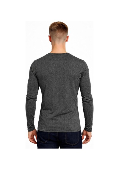 Axxel Erkek Pamuklu Likralı Süprem Uzun Kollu T-shirt-d236 Antrasit Melanj