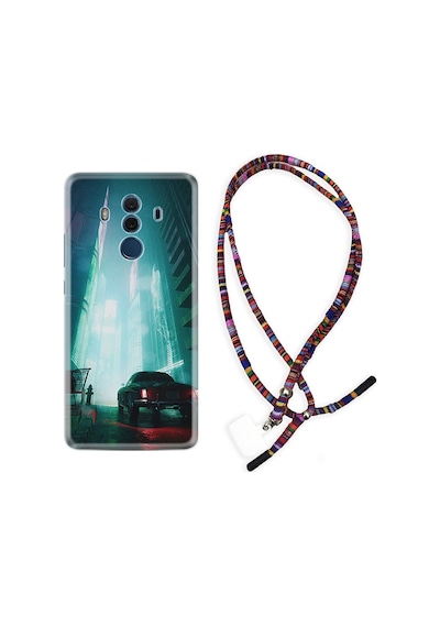 Huawei Mate 10 Pro Kılıf Rasta Boyun Askılı Night Cars 1619