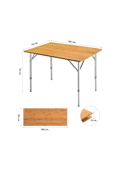 Kingcamp Bamboo L 100x70 Bambu Kamp Masası Çok Renkli