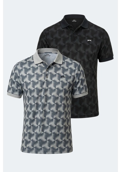 Slazenger Katarın 2 Li Set Erkek Siyah - Gri Tişört