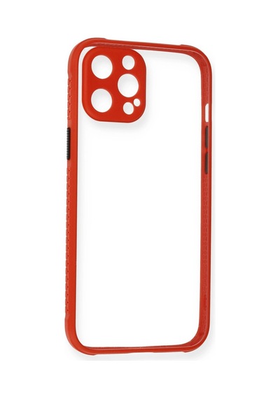 Apple Uyumlu iPhone 12 Kılıf Miami Şeffaf Silikon - Kırmızı 0.2M-Çok Renkli