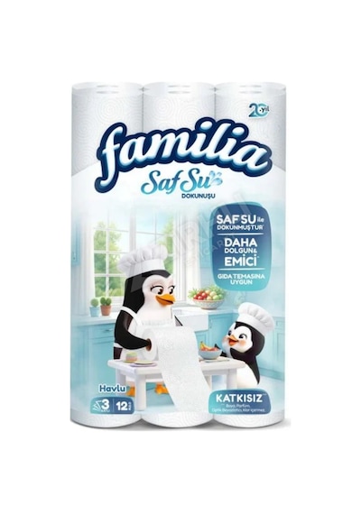 3 Adet Familia Kağıt Havlu Saf Su 12'li