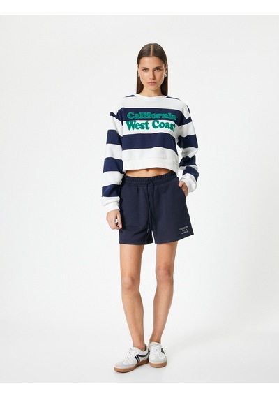 Koton Mini Şort Cepli Rahat Kalıp Beli Bağlamalı Lacivert 4sal40008ık Lacivert