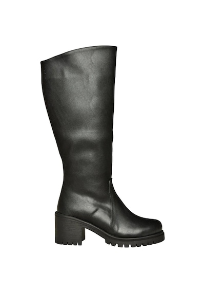 Fox Shoes V726800209 Siyah Kalın Topuklu Klasik Kadın Çizme Siyah-Suni Deri