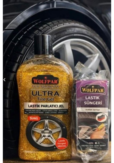 Lastik Parlatıcı Jel Altın Renk Simli 500 Ml + Lastik Süngeri li Parlaklık Koruma