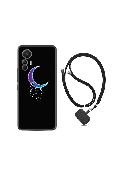 Xiaomi 12 Lite Kılıf İpli Boyun Askılı Desenli Silikon Moon Star 1851