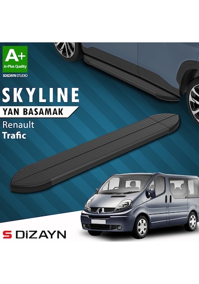 S-dizayn Renault Trafic 2 Kısa Şase Skyline Siyah Yan Basamak 223 Cm 2001-2014 A+ Kalite