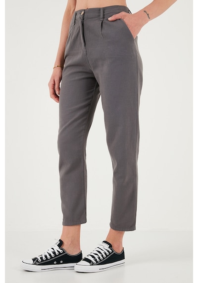 Lela Pamuklu Slim Fit Normal Bel Düz Paça Bayan Pantolon 668Y5121 Antrasit