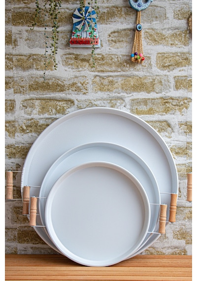 Kitchen Trend Sunum Tepsi Seti 3'lü 45 - 37 - 30 CM Beyaz