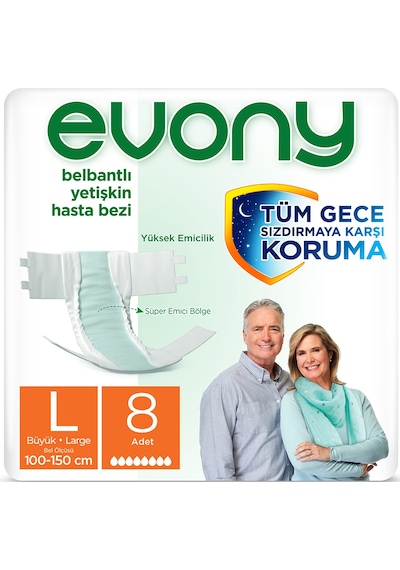 Evony Belbantlı Yetişkin Bezi Large 8 Adet