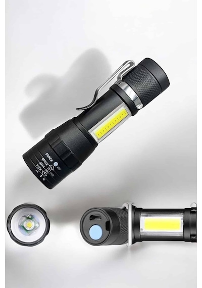 El Feneri Led Usb Şarjlı Zoom Mini Led Işık Acil Durum Feneri Renkli