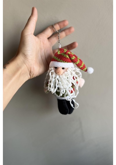 Yılbaşı Temalı Noel Baba Sevimli Peluş Model Anahtarlık , Çanta Aksesuarı Hediyelik 14 Cm